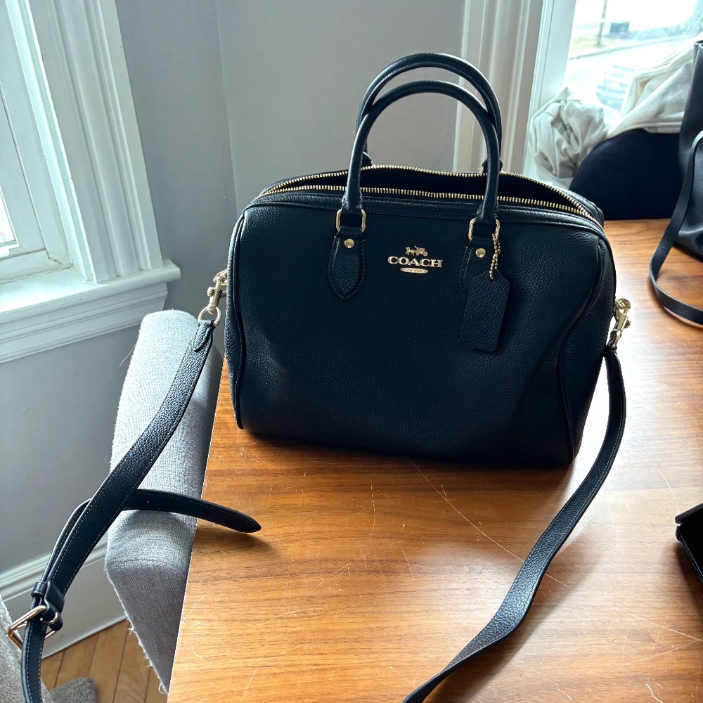 Coach outlet Rowan Large Satchel Black and Gold